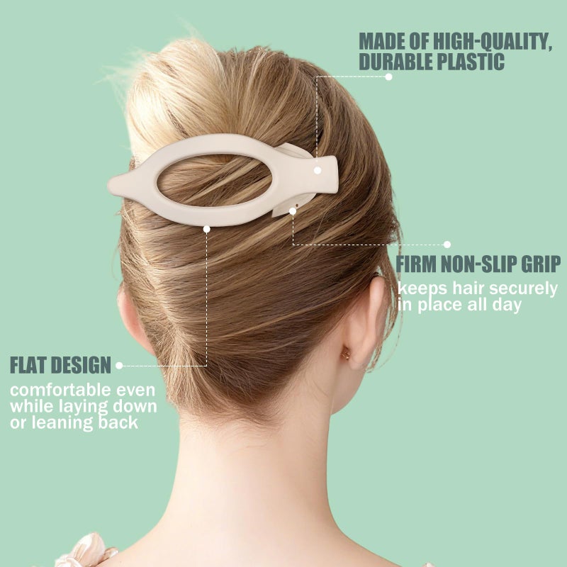 USDNICE Flat Hair Clips for Women - 6 PCS French Flat Claw Clips Medium Hair Clips for Girls Large Hair Claw Clips for Thick or Thin Hair Strong Hold No Slip Hair Accessories for women (Basic) - Image 5