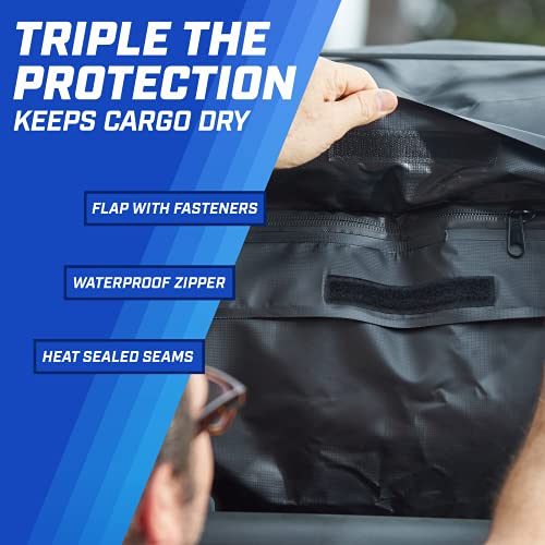 P.I. Auto Store Rooftop Cargo Carrier, PI Store Waterproof Car Roof Bag with Protective Mat, Extra 16 Cubic Foot Storage Carriers for All Cars with/Without Roof Racks, Gift for Men - Image 4