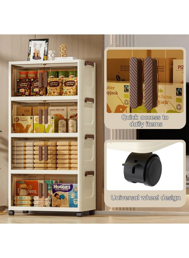 XiuWoo 4 Layer Foldable Storage Cabinet with Wheels, Stackable Storage Box for Home, Bedroom, Living Room - Image 4
