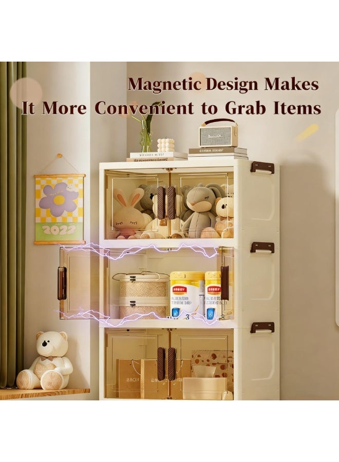 XiuWoo 4 Layer Foldable Storage Cabinet with Wheels, Stackable Storage Box for Home, Bedroom, Living Room - Image 3