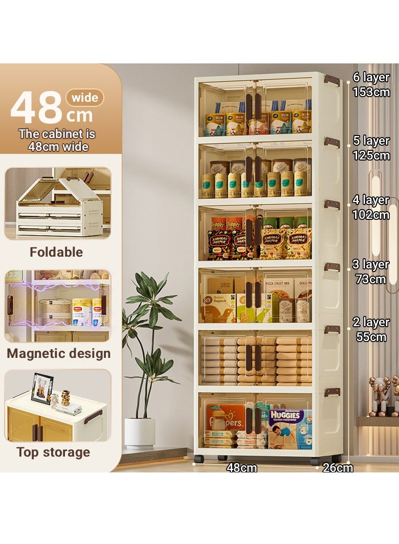 XiuWoo 4 Layer Foldable Storage Cabinet with Wheels, Stackable Storage Box for Home, Bedroom, Living Room - Image 2