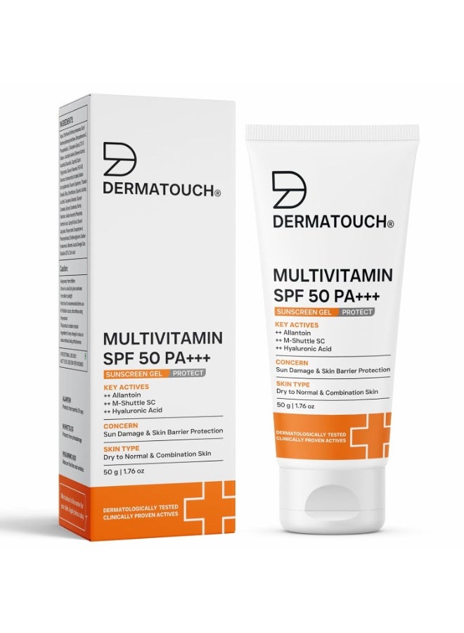 DERMATOUCH Multivitamin Spf 50 Pa+++ Sunscreen Gel For All Skin Types | Uva-Uvb Protection |Zero White Cast | Unisex | 50G - Image 3