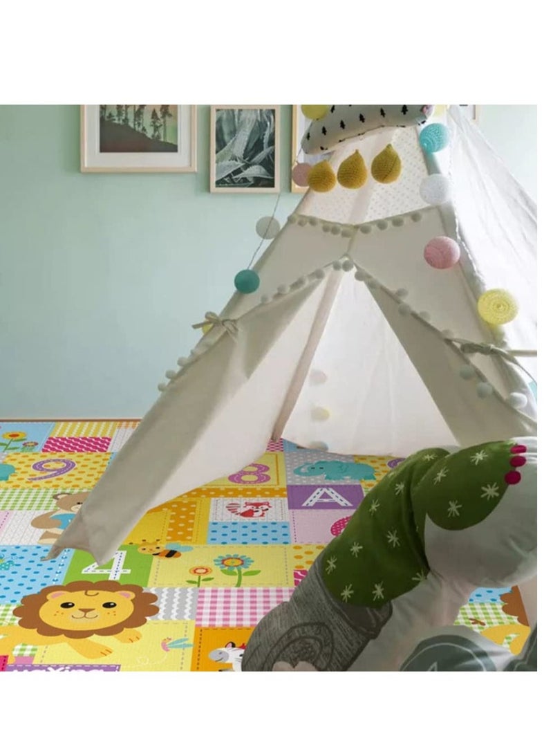 قوة الطفل سجادة لعب، مفرش لعب، 200 * 180 سم، سجادة لعب للأطفال، سجادة لعب للأطفال، سجادة زحف سميكة للغاية للأطفال، مقاومة للماء وناعمة كبيرة قابلة للانعكاس للطفل الصغير - Image 3