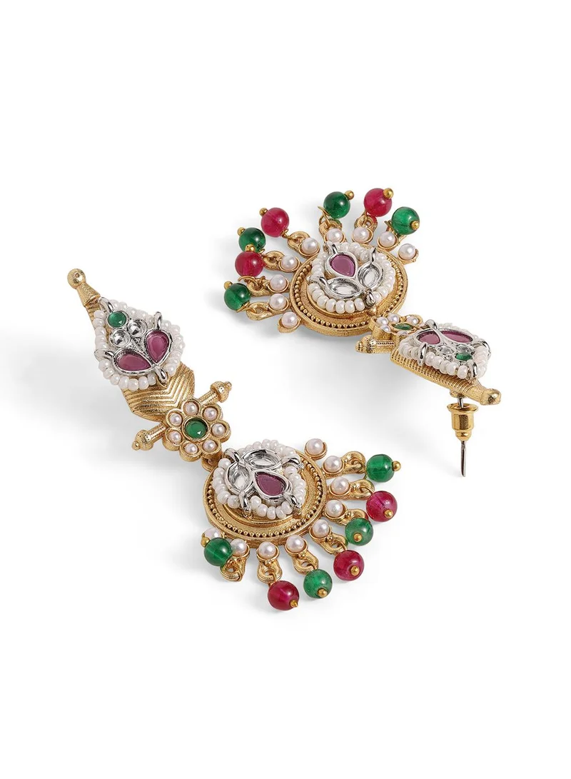 Ishin  Multi Colour Warm Metallic Plated Beads Drop Earring for Women | Best Price UAE