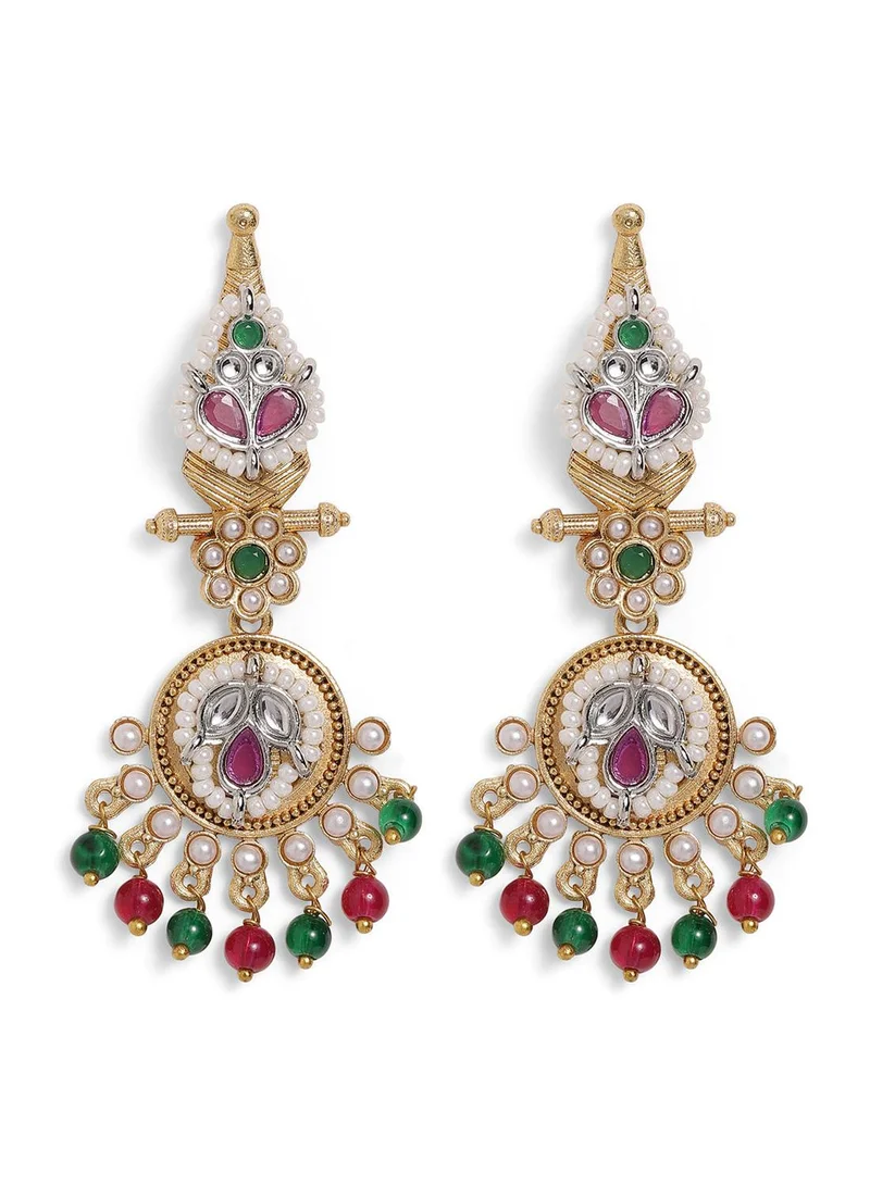 Ishin  Multi Colour Warm Metallic Plated Beads Drop Earring for Women | Best Price UAE