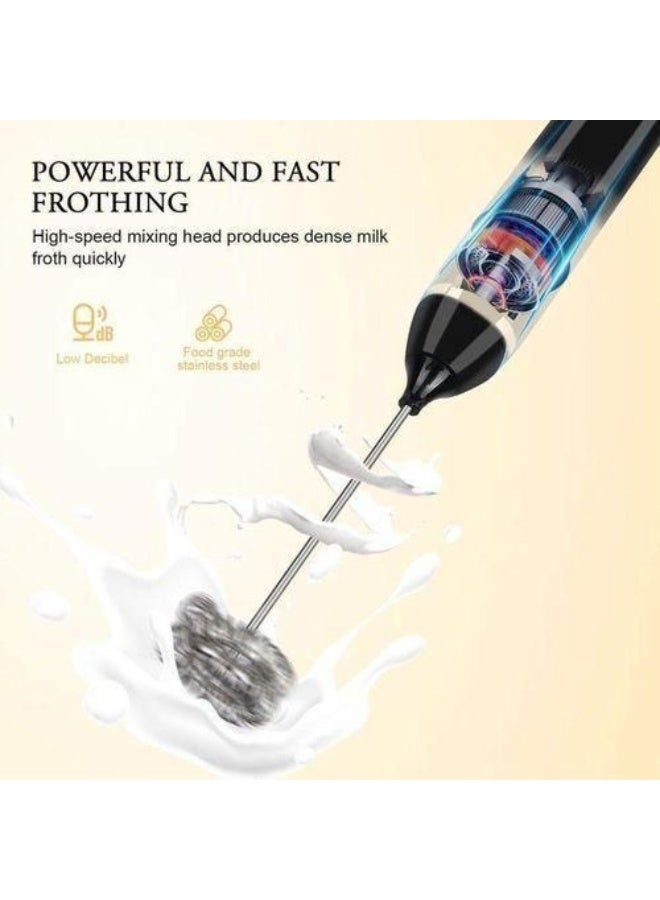 USB Rechargeable Electric Milk Frother & Egg Beater with 3 Speeds and 2 Whisk Heads - Multi ColorUSB Rechargeable Electric Milk Frother & Egg Beater with 3 Speeds and 2 Whisk Heads - Multi Color - Image 2