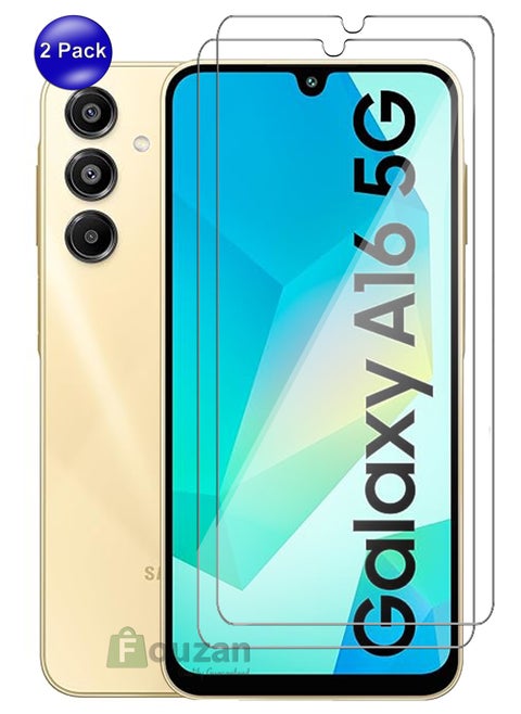 Samsung Galaxy A16  - 2 Pack Tempered Glass Screen Protector - Delicate Touch , Higher Transparency , Easy to Install ,Anti-scratch and Bubble-free Screen Protector - Clear