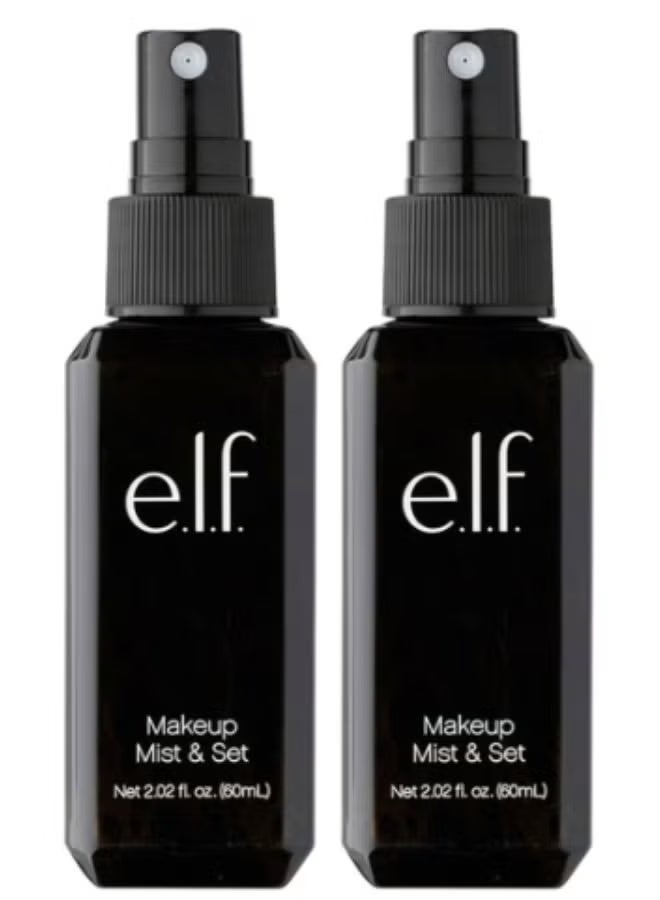 E.L.F. COSMETICS 2 Pack Makeup Mist And Set Small Lightweight Long Lasting All Day Wear Revitalizes Refreshes Hydrates Soothes Infused With Aloe Green Tea And Cucumber 60 g