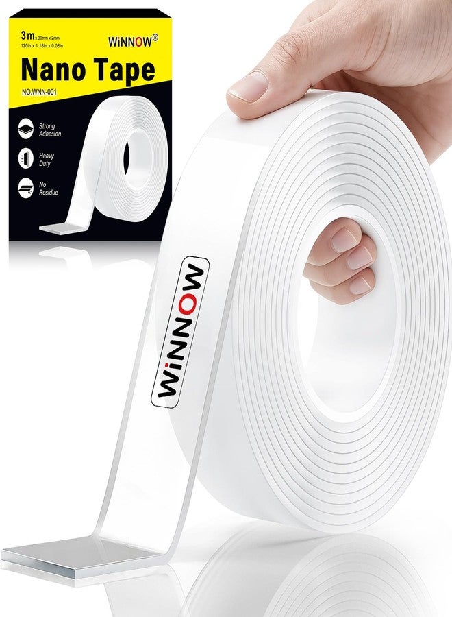 WINNOW Double Sided Heavy Duty Extra Strong Adhesive Tape - 1.2" x 120" (Pack of 1) Indoor/Outdoor Household Nano Tape for Hanging Decorations, Lights, Garlands - Reusable and Damage-Free - Image 1