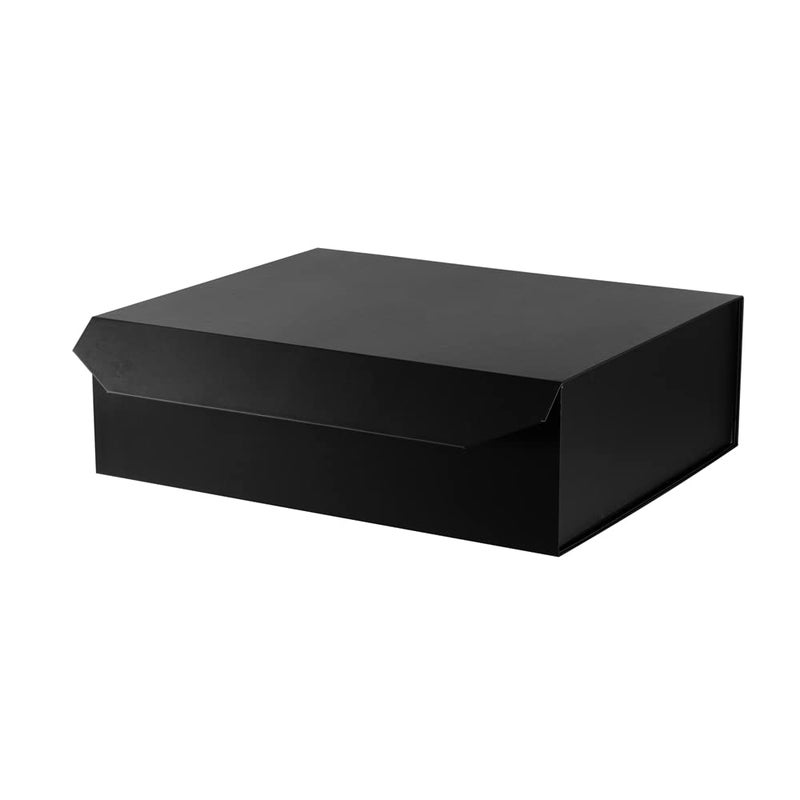 PACKGILO 1 Pcs Matte Black Extra Large Gift Box with Lid 19x16x6 Inches Hard Magnetic Giant Gift Boxes for Presents Clothes Robe Wedding Dress SweaterReusable Foldable Bridesmaid Proposal Box