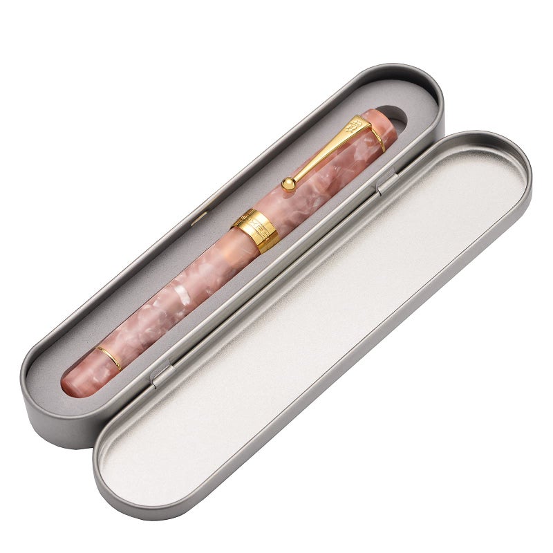 Lanxivi Jinhao Classic Fountain Pen Pink, Extra Fine Nib with Converter and Pen Case Set - Image 2
