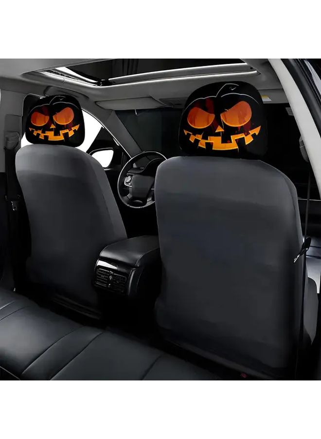 Halloween Pumpkin Jack O Lantern Car Headrest Covers Mixed Color 1 Pair - Image 2