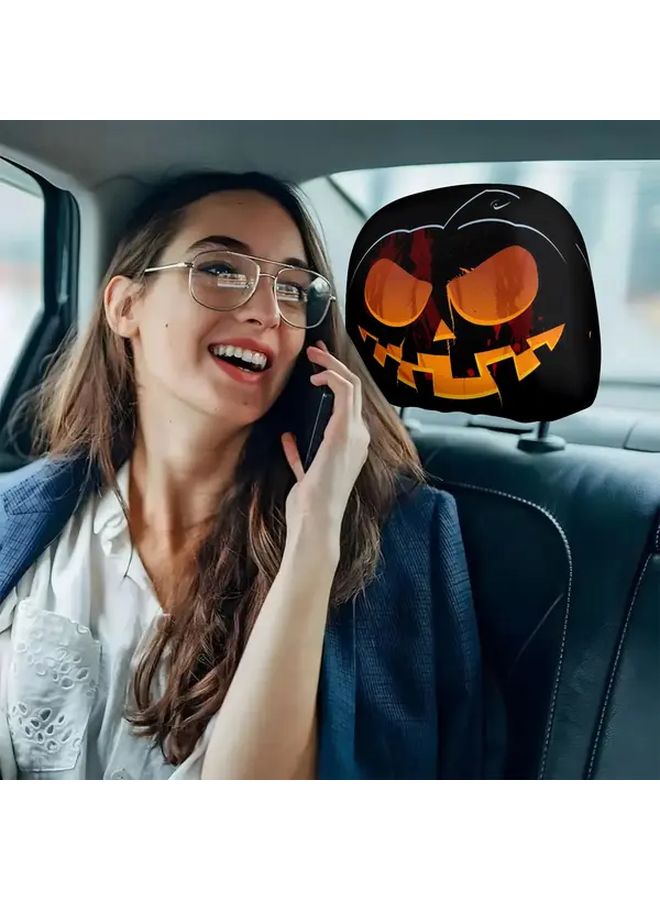 Halloween Pumpkin Jack O Lantern Car Headrest Covers Mixed Color 1 Pair - Image 4
