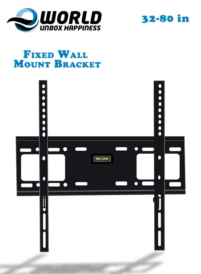 Fixed TV Wall Mount Bracket for 32-80 Inch Screens, Supports LED LCD TVs up to 60kg, Achieve a Sleek Look with the TV Positioned Just 1.2 Inches from the Wall After Installation.