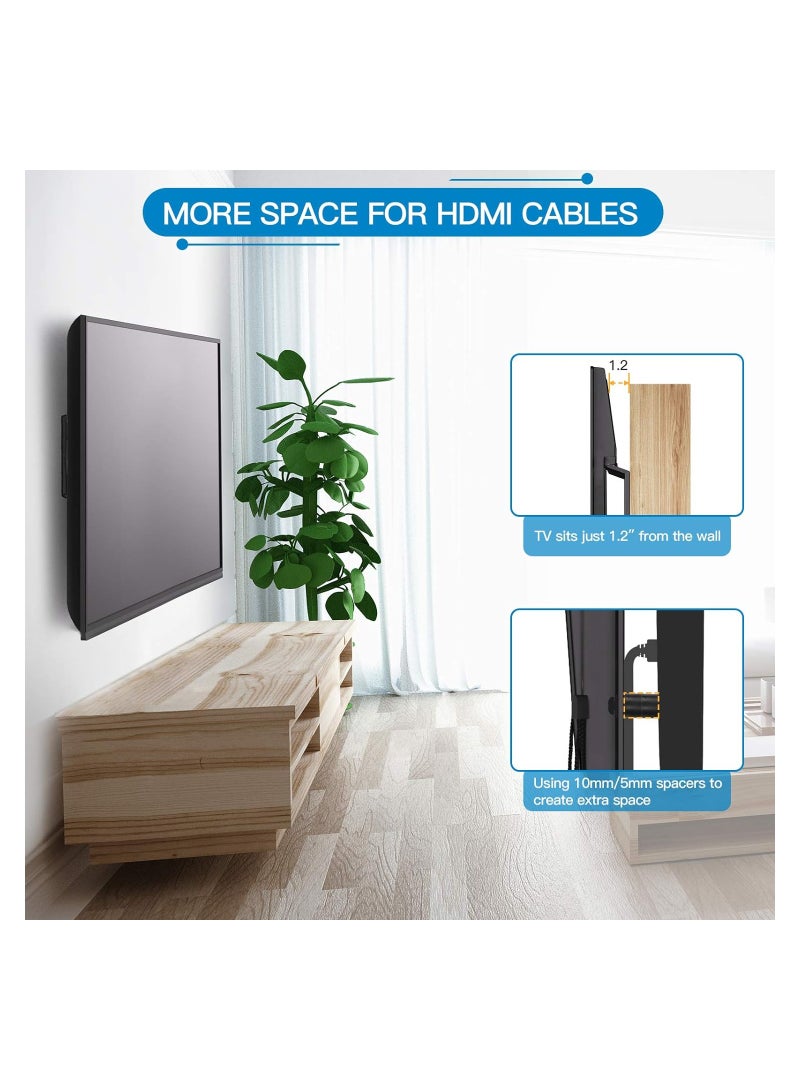 Eworld Fixed TV Wall Mount Bracket for 32-80 Inch Screens, Supports LED LCD TVs up to 60kg, Achieve a Sleek Look with the TV Positioned Just 1.2 Inches from the Wall After Installation. - Image 4