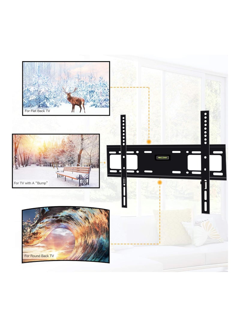 Eworld Fixed TV Wall Mount Bracket for 32-80 Inch Screens, Supports LED LCD TVs up to 60kg, Achieve a Sleek Look with the TV Positioned Just 1.2 Inches from the Wall After Installation. - Image 3