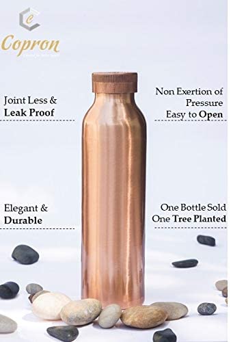 COPRON 100% Pure Copper Water Bottle Plain 30 oz 900 ml Ayurvedic Copper Water Bottle for Drinking with Leakproof Lid - Smooth Finish, Easy to Carry at Sports, Yoga, School, Office, Travel & Daily Use - Image 3