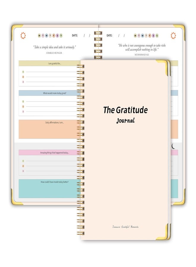 Kamoy The Gratitude Journal - 5 Minute Gratitude Practice with Inspiring Prompts & Quotes for More Happiness, Affirmation, Mindfulness, Reflection & Self Care - Daily Happiness Journal for Women＆Men (Beige) - Image 1