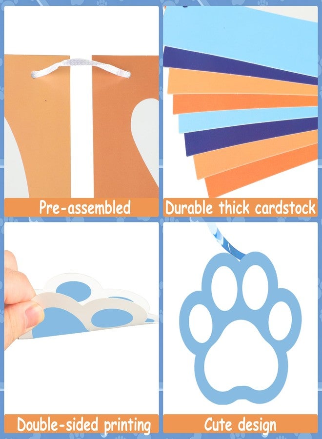 Maniaacer Pre-strung Dog Birthday Party Decorations Blue and Orange Happy Birthday Banner with Honeycomb Balls Dog Paw Hanging Swirls Circle Dots Garland for Kids Puppy Doggie Pet Theme Birthdays Party Decor - Image 4