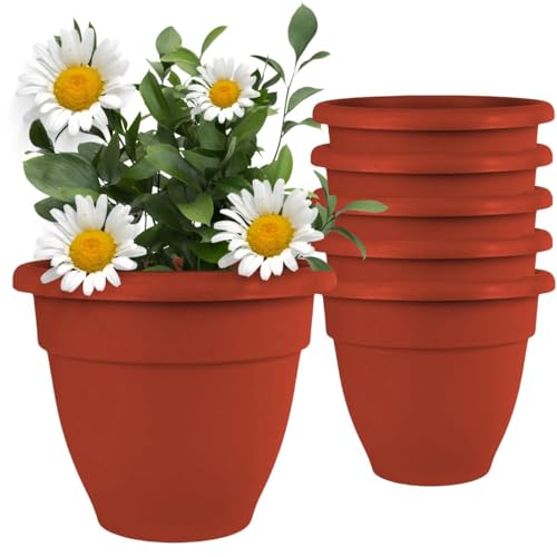 IMAGINEA 18 Inch Flower Pot For Home Decoration | Big Size Plastic Pot For Living Room, Office | Gamla For Home, Laws & Garden Décor | Planter Pots For Balcony | Large Pots For Garden (Pack of 6),Red - Image 1