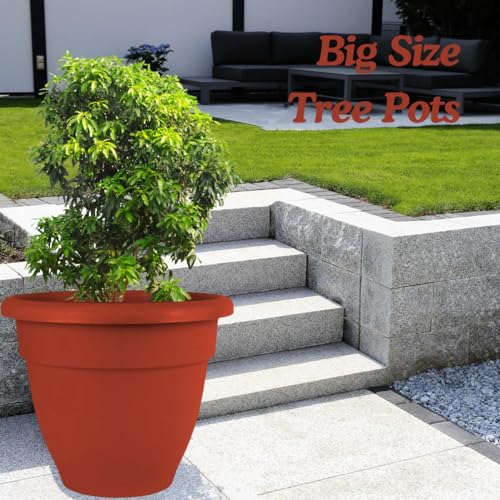 IMAGINEA 18 Inch Flower Pot For Home Decoration | Big Size Plastic Pot For Living Room, Office | Gamla For Home, Laws & Garden Décor | Planter Pots For Balcony | Large Pots For Garden (Pack of 6),Red - Image 3