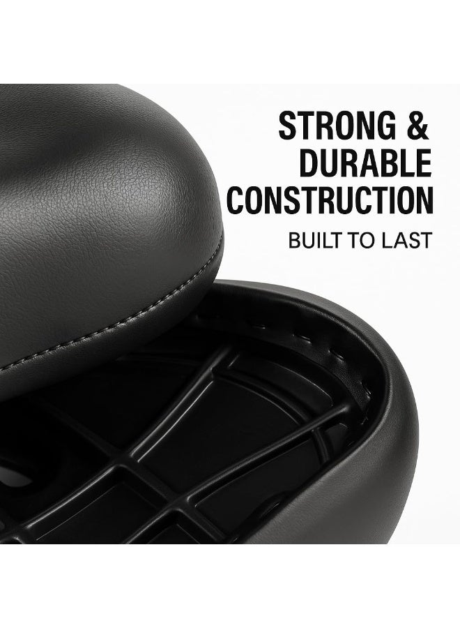 Fukukawa Wide Bicycle Seat Saddle with Double Spring Suspension Thick Foam Cushion and PU Leather Cover Universal Replacement Bike Seat for City Road and Mountain Bikes Black - Image 5