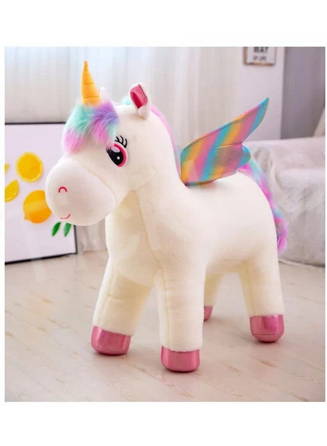 Rainbow Wings Unicorn Horse Soft Stuffed Plush Animal Toy For Kids Birthday Gifts (Size: 25 Cm Color: White)