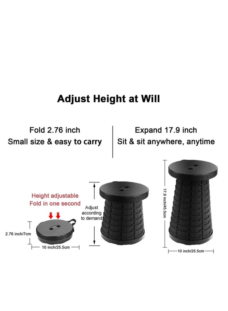 Multifunctional Foldable Chair Shrink Stool Portable Telescoping Stool, Retractable Stool for Camping Garden Fishing Hiking Travel BBQ, Adjustable Plastic - Image 3