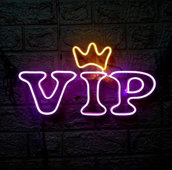 Wall Mitra Wall Mitra VIP Lounge Neon Sign for Wall Decor VIP Lounge Neon Lights for Office Room Decor Aesthetic Wedding Party Signs for Bar Office Hotel Man Cave VIP Lounge Decorations12x18 Purple yellow  - Image 1