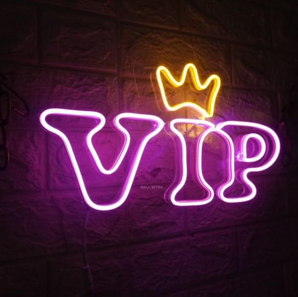 Wall Mitra Wall Mitra VIP Lounge Neon Sign for Wall Decor VIP Lounge Neon Lights for Office Room Decor Aesthetic Wedding Party Signs for Bar Office Hotel Man Cave VIP Lounge Decorations12x18 Purple yellow  - Image 4
