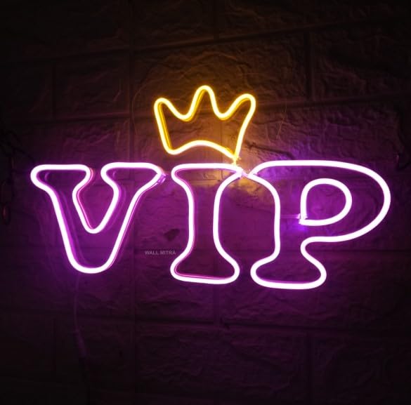 Wall Mitra Wall Mitra VIP Lounge Neon Sign for Wall Decor VIP Lounge Neon Lights for Office Room Decor Aesthetic Wedding Party Signs for Bar Office Hotel Man Cave VIP Lounge Decorations12x18 Purple yellow  - Image 3