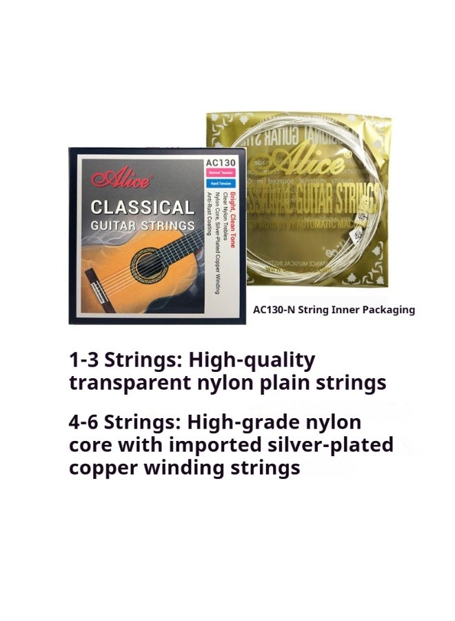 أليس مجموعة أوتار الجيتار الكلاسيكية من أليس AC130-N 1 إلى 6 أوتار من النايلون - Image 2