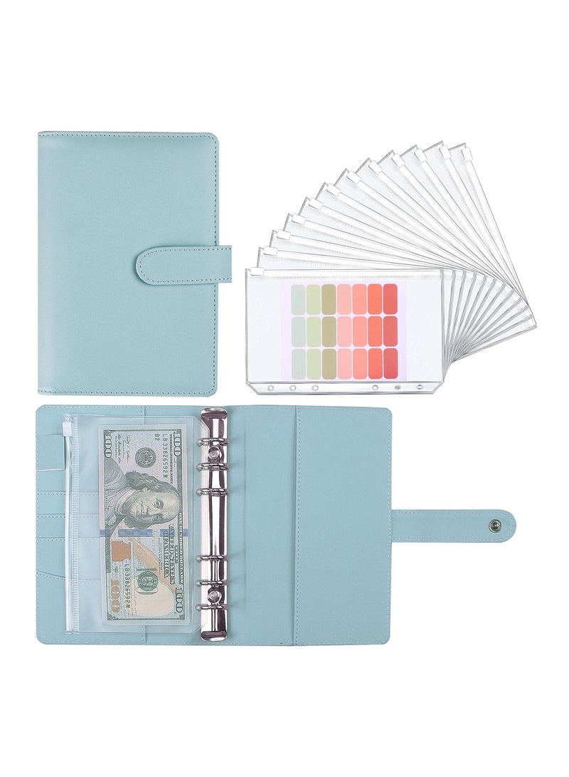 Generic A6 Budget Binder with 12 Clear Envelope Organizing Zippered Storage Pockets PU Leather Notebook for Financial Management and Students  - Image 1