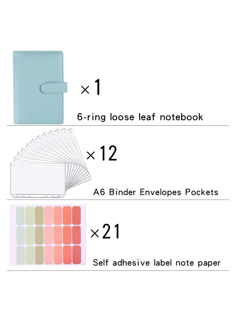 Generic A6 Budget Binder with 12 Clear Envelope Organizing Zippered Storage Pockets PU Leather Notebook for Financial Management and Students  - Image 2
