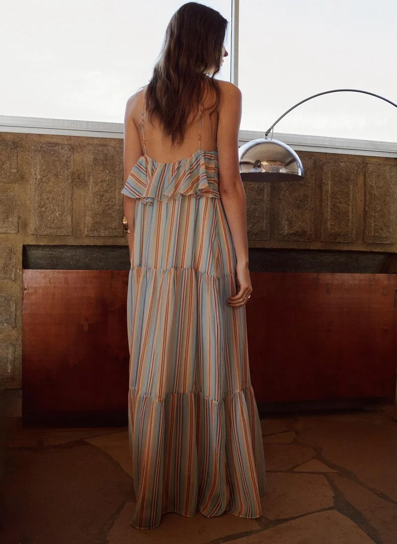 MANGO Ruffled striped dress