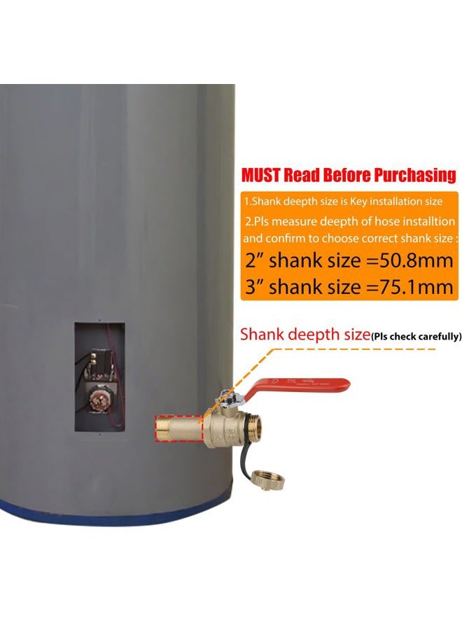 WHK Water Heater Drain Valve 3/4"MIP X 3/4" Male GHT Connection to drain or Flush Hot Water Heater Faster and Easy Big Full Port (Lead-Free Brass,3 Inch Shank with Long Handle,Straight) - Image 2