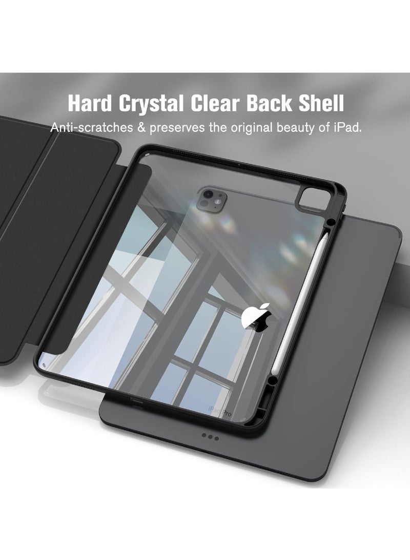 Rock Pow Case for iPad Pro 13 Inch Case M5 2025/ M4 2024, Smart Cover iPad Pro M5 M4 Case 13 Inch,Smart Slim Folio Stand Auto Sleep/Wake Cover, with Pencil Slot, Clear Transparent Back Shell for iPad Pro 13 Inch Black - Image 5