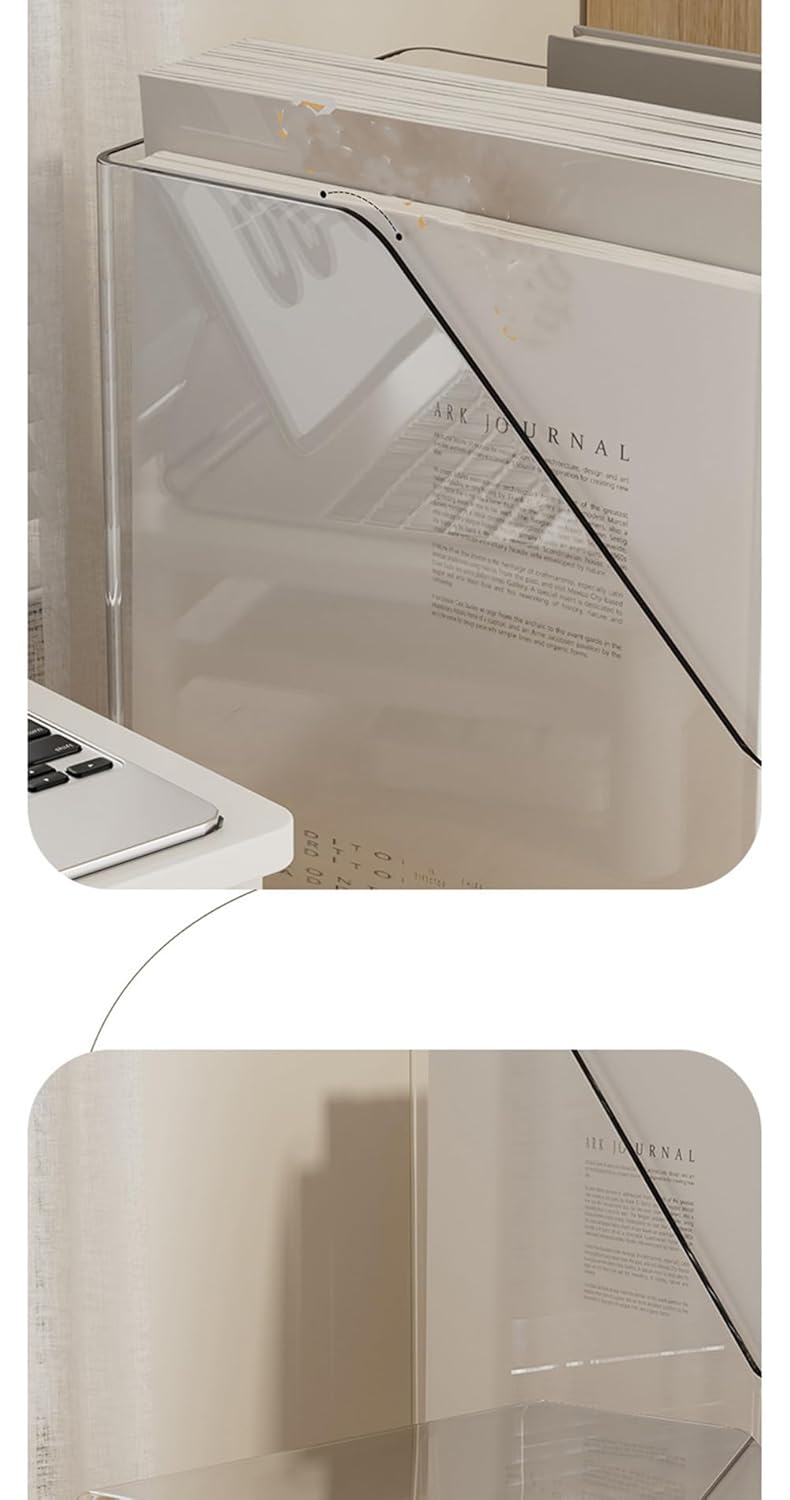 MosQuick Set Of 2 Transparent Sturdy Desk Supplies Organisers Magazine File Holder For Office Acrylic File Rack File Organizer Study Table Accessories Book Holder Table Organizer For Study Table - Image 4