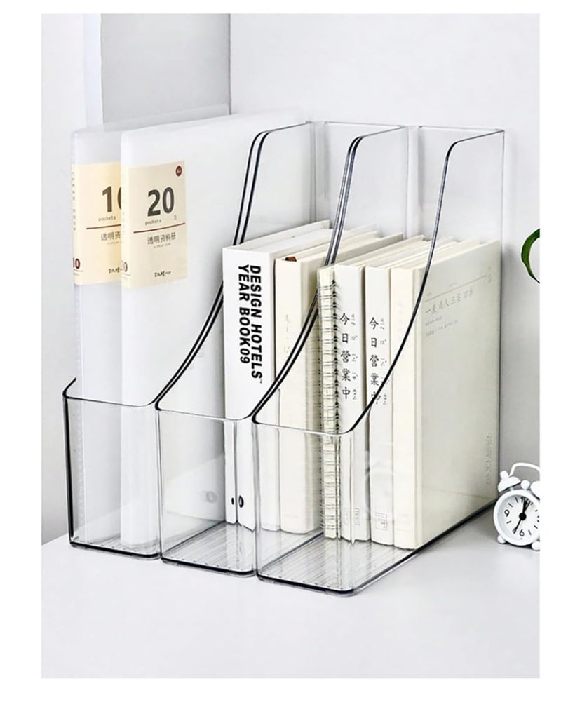 MosQuick Set Of 2 Transparent Sturdy Desk Supplies Organisers Magazine File Holder For Office Acrylic File Rack File Organizer Study Table Accessories Book Holder Table Organizer For Study Table - Image 5