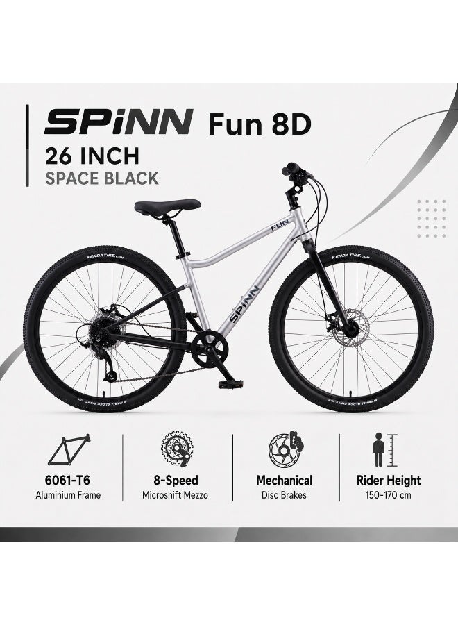 SPINN Fun 8D 26-Inch  Kids & Teens | 26-Inch Wheel Size | Adjustable Seat | 8-Speed Disc Brake | Space Black - Image 2