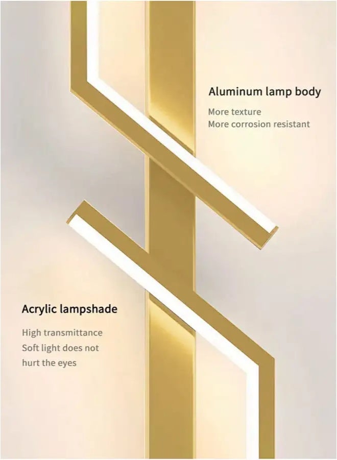 Sumkyle （Gold, 100CM-L，Three color temperatures）Modern Creative Strip Led Wall Lamp Minimalist Bedroom Bedside Wall Sconce Led Lights Living Room TV Sofa Background Wall Lamp - Image 3