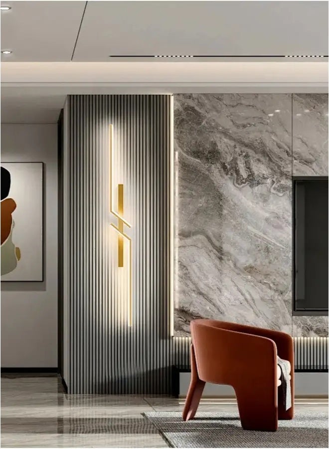 Sumkyle （Gold, 100CM-L，Three color temperatures）Modern Creative Strip Led Wall Lamp Minimalist Bedroom Bedside Wall Sconce Led Lights Living Room TV Sofa Background Wall Lamp - Image 1