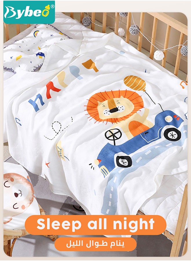 Bybeo - Breathable Bamboo Fiber Baby Blanket with Shaped Pillow,Infant Travel Blankets Bath Towel for Newborn Boys and Girls,110*110cm - Image 1