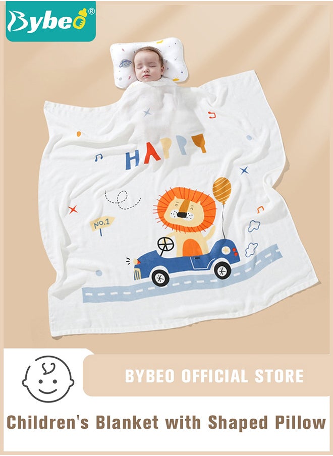 Bybeo - Breathable Bamboo Fiber Baby Blanket with Shaped Pillow,Infant Travel Blankets Bath Towel for Newborn Boys and Girls,110*110cm - Image 1