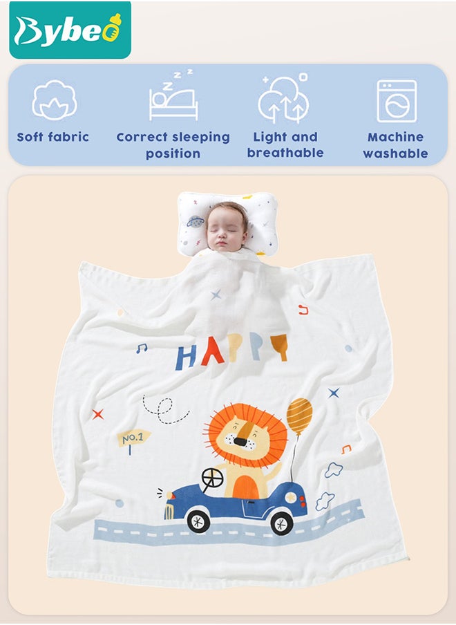 Bybeo - Breathable Bamboo Fiber Baby Blanket with Shaped Pillow,Infant Travel Blankets Bath Towel for Newborn Boys and Girls,110*110cm - Image 1