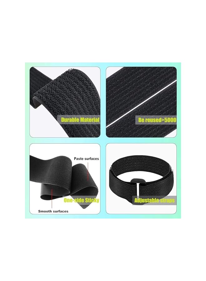 Green Tiger 26FT Cable Straps 2 inch Wide with 20 Buckles, Heavy Duty Nylon Hook and Loop Straps for Fastening Securing, 2 Rolls Reusable Cut-to-Length Molle Straps for Organizer or Storage, Black - Image 3