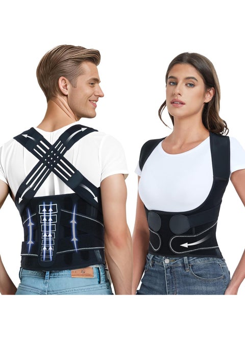 Back Support Adjustable Posture Corrector for Women and Men Support Waist Lumbar Back Straightener with Spine Vertical Alignment System Lower Back Pain Relief Straightens the Back Size L