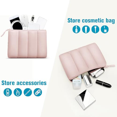 TECOOL Puffy Laptop Case 14 inch, Laptop Sleeve 14 inch for 14" Lenovo Thinkpad Ideapad HP EliteBook Pavilion Dell Chromebook, Protective Waterproof Sleeve 14 inch Computer Bag with Small Case,Pink - Image 5