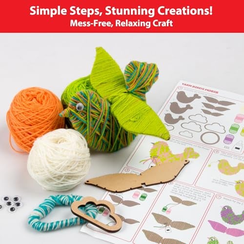 Chalk and Chuckles Art and Craft Kit for Kids - Make Your Own Yarn Bird Hanging, Age 8-14, DIY Kit, Best Rakhi Gift for Boys, Girls 9, 10, 11, 12, 13 Years Old - Image 5