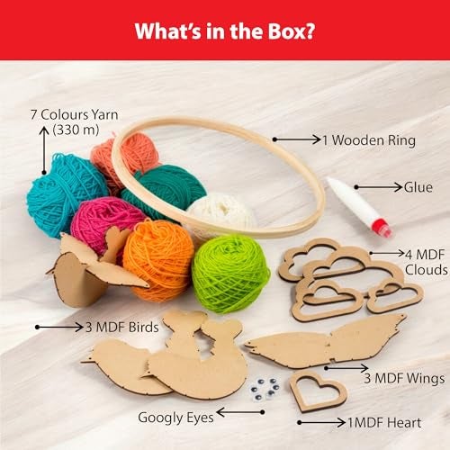 Chalk and Chuckles Art and Craft Kit for Kids - Make Your Own Yarn Bird Hanging, Age 8-14, DIY Kit, Best Rakhi Gift for Boys, Girls 9, 10, 11, 12, 13 Years Old - Image 3